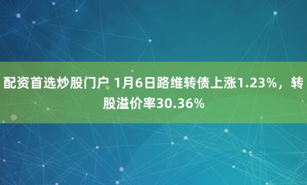 配资首选炒股门户 1月6日路维转债上涨1.23%，转股溢价率30.36%